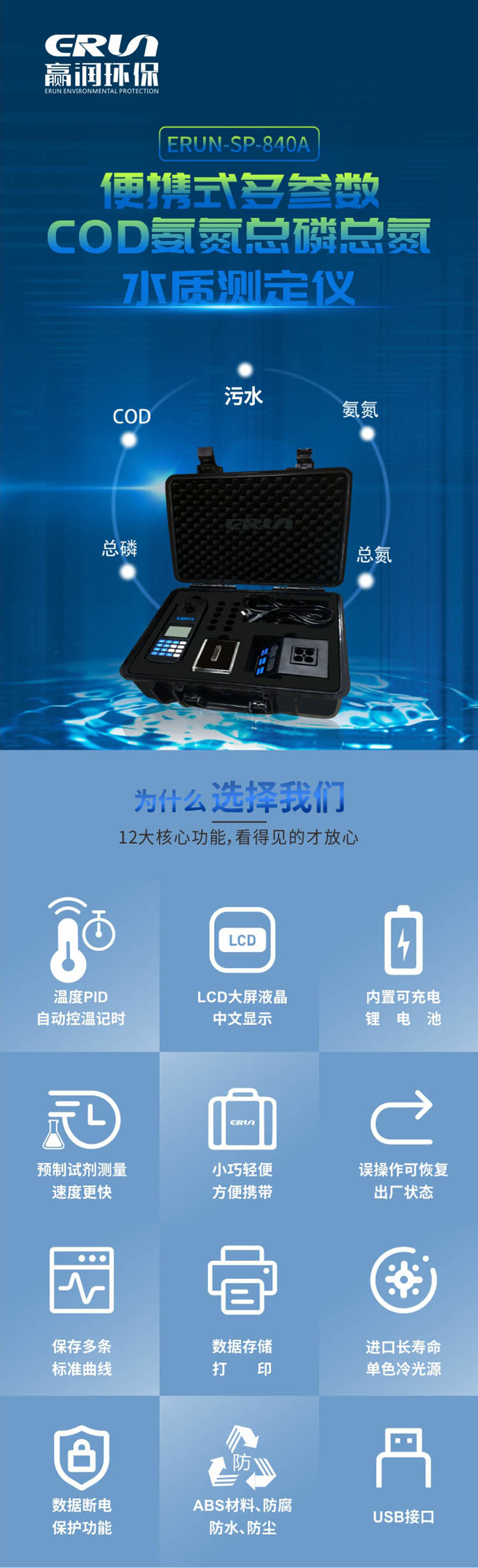 便攜式多參數(shù)COD、氨氮、總磷、總氮水質(zhì)測定儀