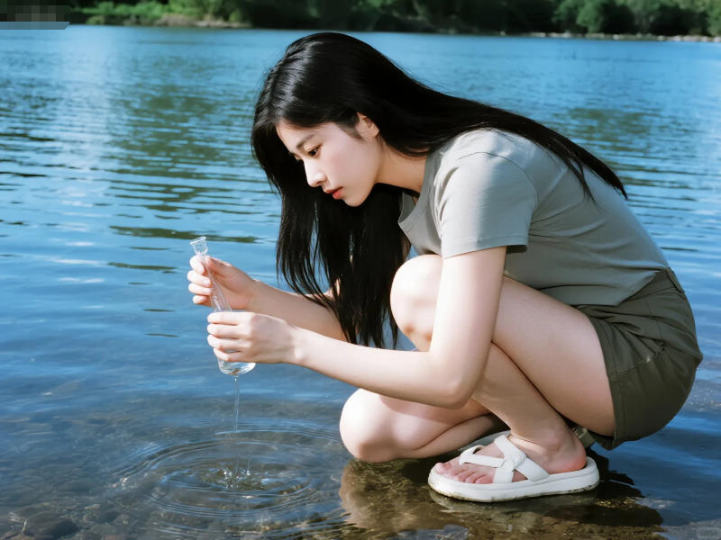 水庫水源現(xiàn)場(chǎng)取水樣圖